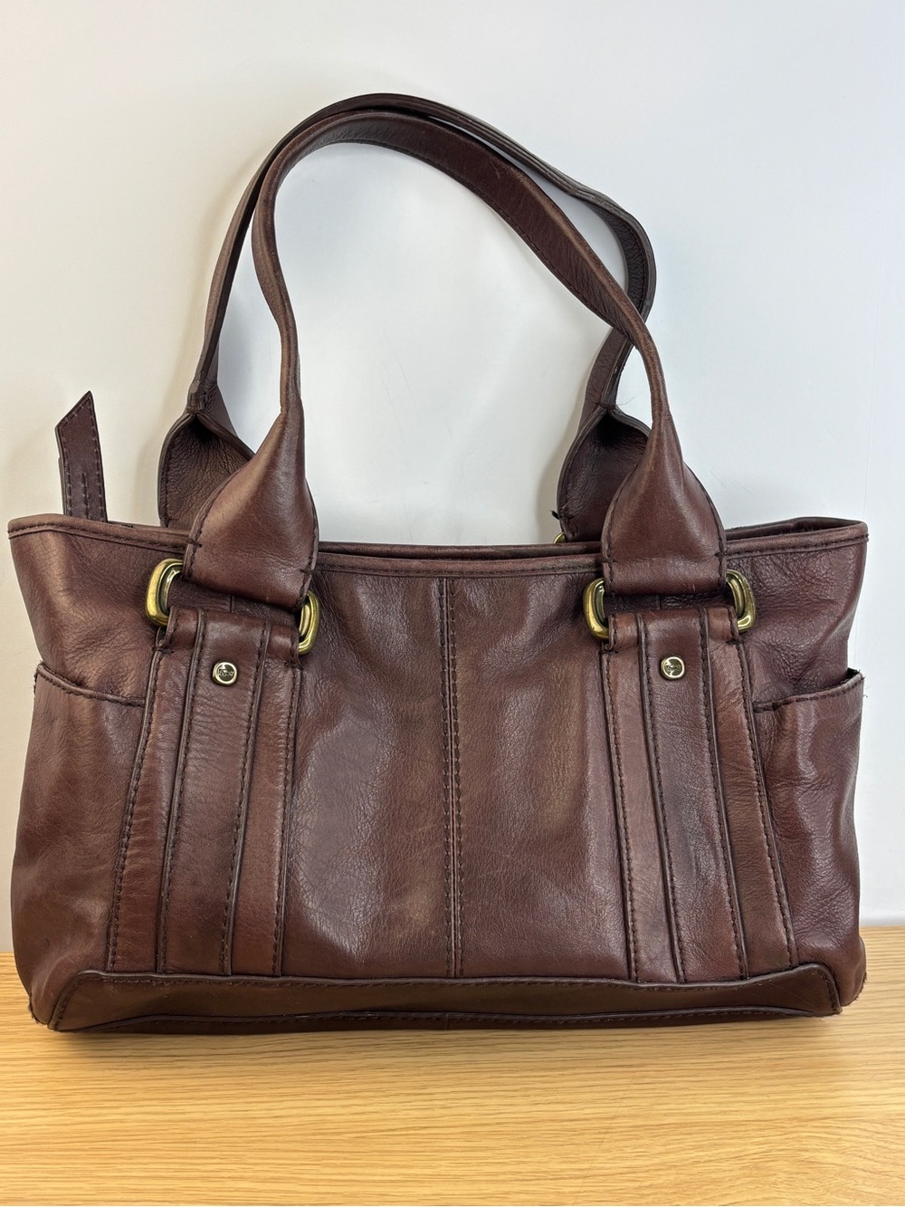 Fossil Vintage Reissue Double Handle Brown Leather Shoulder Bag